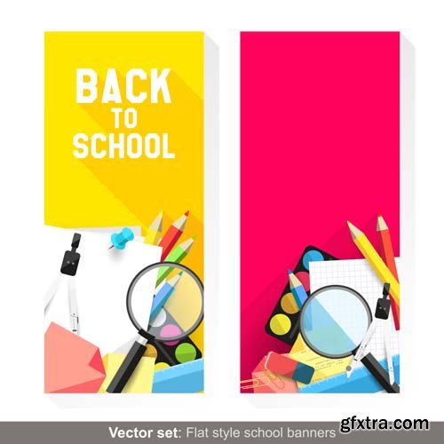 Back to school backgrounds and banners illustrations, 34xEPS