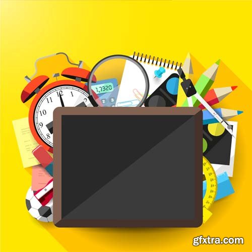 Back to school backgrounds and banners illustrations, 34xEPS