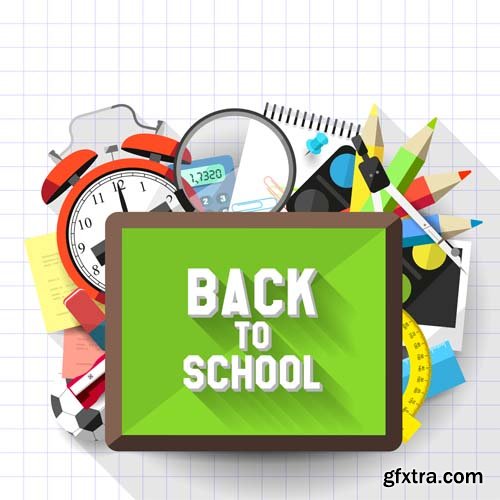 Back to school backgrounds and banners illustrations, 34xEPS