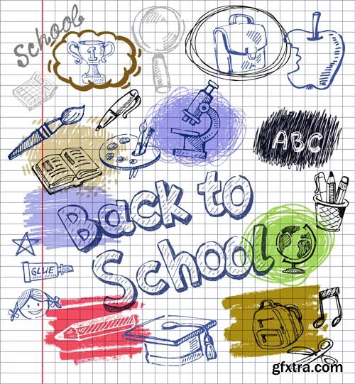 Back to school backgrounds and banners illustrations, 34xEPS