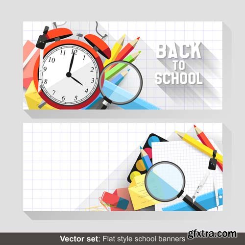 Back to school backgrounds and banners illustrations, 34xEPS