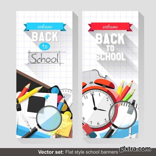 Back to school backgrounds and banners illustrations, 34xEPS