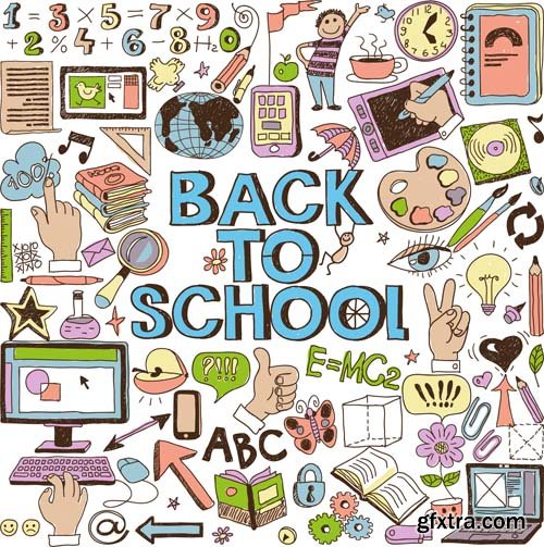 Back to school backgrounds and banners illustrations, 34xEPS