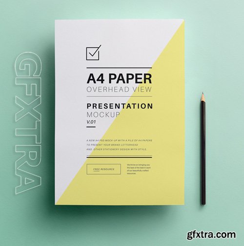 A4 Psd Overhead Paper Mock-Up