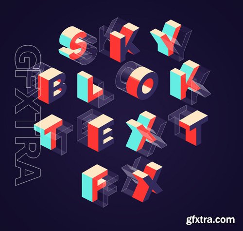 Sky Blok Psd Text Effect