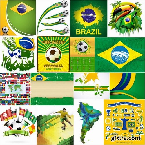 Brazil football world cup 2014 design elements in vector - 16 Eps - 3 Ai - 6 Svg