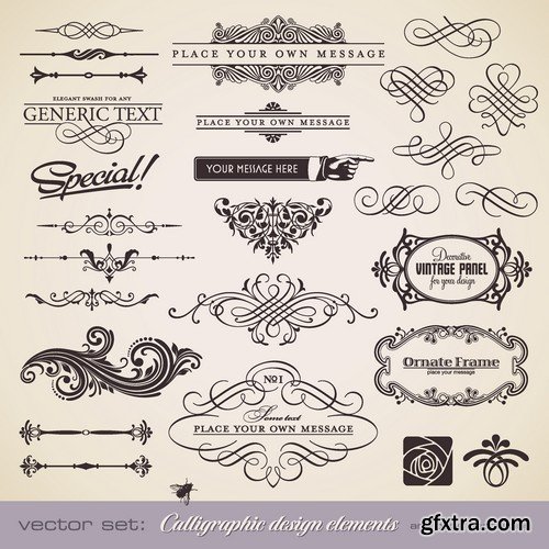 Stock Vectors - Calligraphic Design Elements 5, 25xEPS