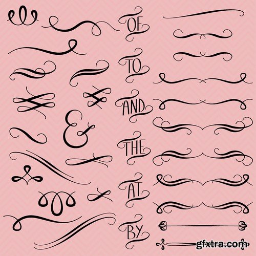 Stock Vectors - Calligraphic Design Elements 5, 25xEPS