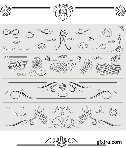 Stock Vectors - Calligraphic Design Elements 5, 25xEPS