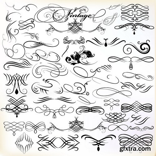 Stock Vectors - Calligraphic Design Elements 5, 25xEPS