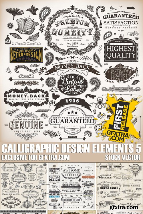 Stock Vectors - Calligraphic Design Elements 5, 25xEPS