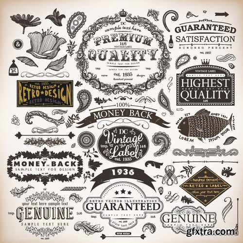 Stock Vectors - Calligraphic Design Elements 5, 25xEPS