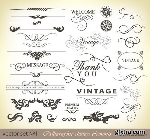 Stock Vectors - Calligraphic Design Elements 5, 25xEPS