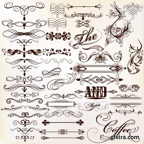 Stock Vectors - Calligraphic Design Elements 5, 25xEPS