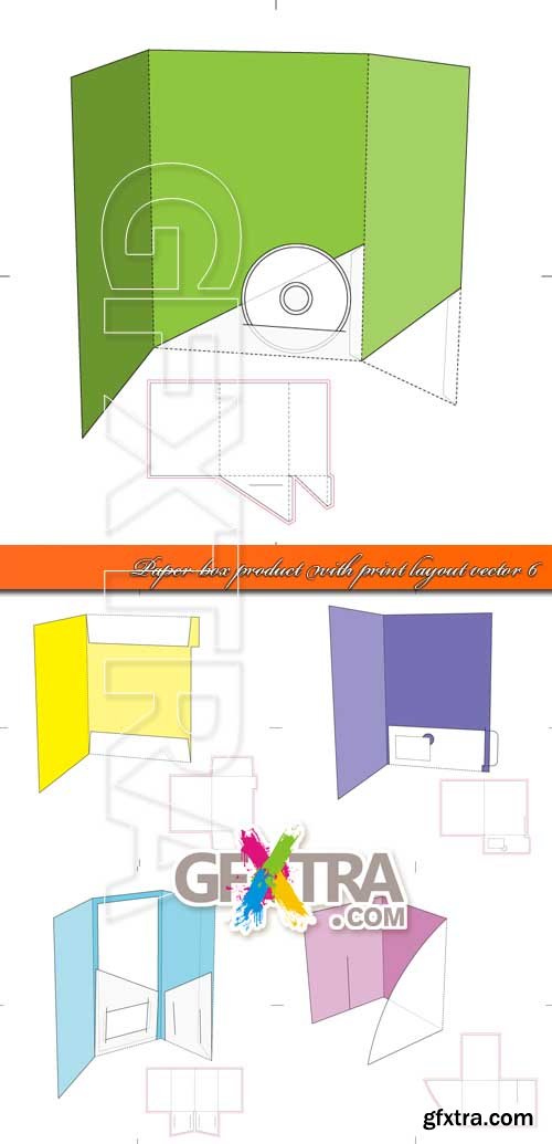 Paper box product with print layout vector 6