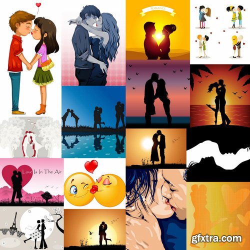 People Kisses - 25 Vector