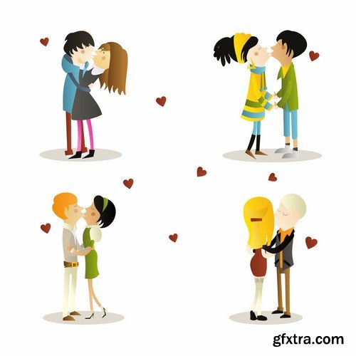 People Kisses - 25 Vector