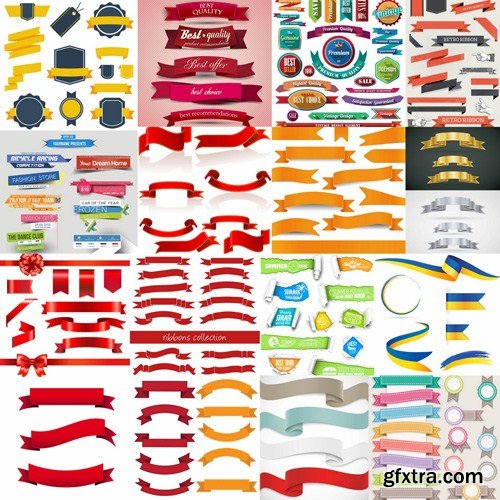 Different Ribbons Collection - 25 Vector