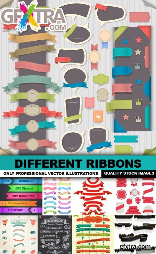 Different Ribbons Collection - 25 Vector