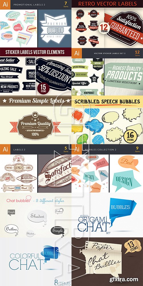 155 Vector Chat Bubbles & Labels