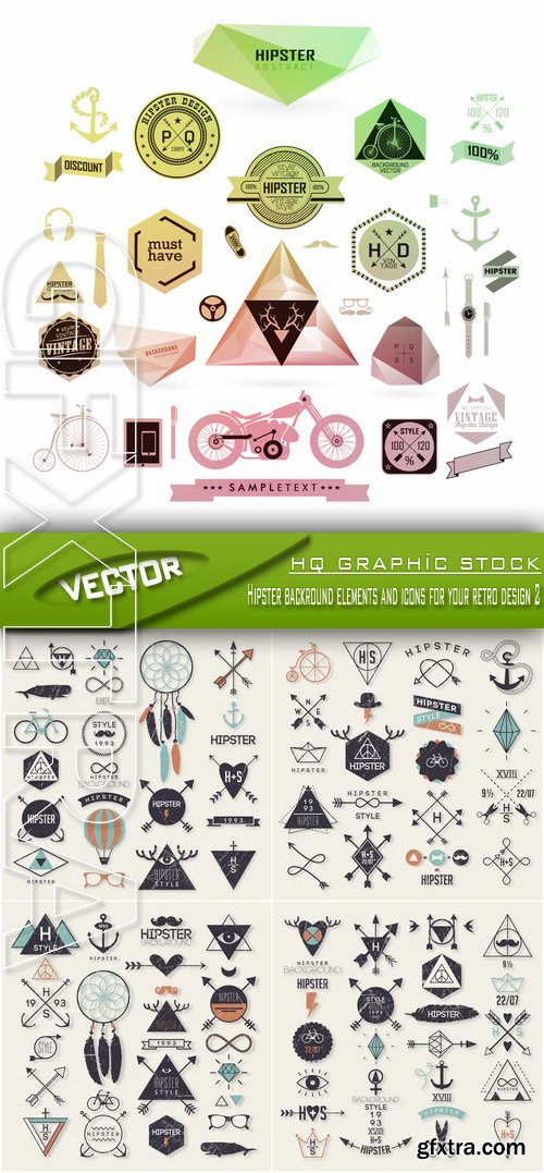 Stock Vector - Hipster backround elements and icons for your retro design 2