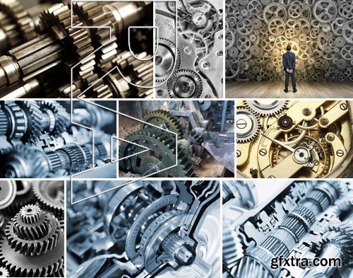 Stock Photos - Gears, cogwheel, mechanism, 25xJPG