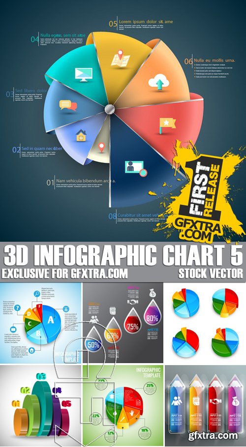 Stock Vectors - 3D Infographic Chart 5, 25xEPS