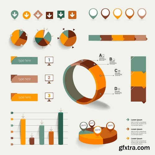 Stock Vectors - 3D Infographic Chart 5, 25xEPS