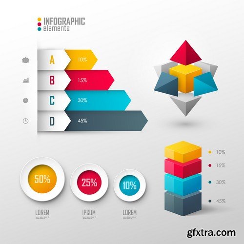 Stock Vectors - 3D Infographic Chart 5, 25xEPS