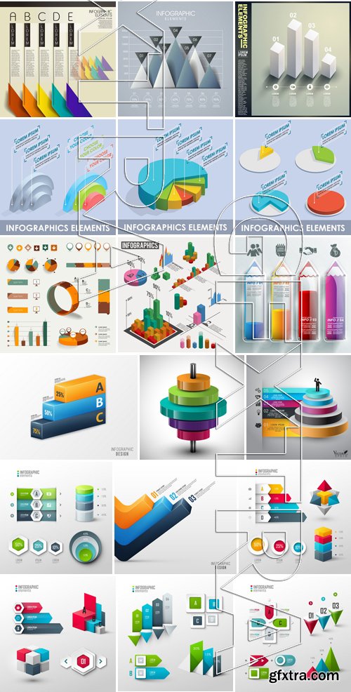 Stock Vectors - 3D Infographic Chart 5, 25xEPS