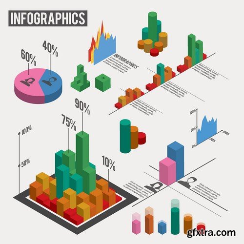 Stock Vectors - 3D Infographic Chart 5, 25xEPS