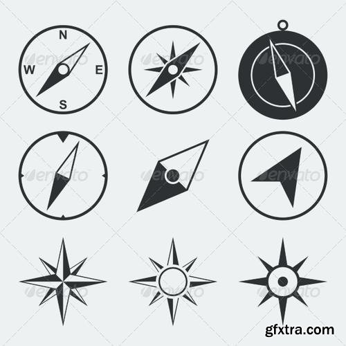 GraphicRiver - Navigation Compass Flat Icons Set