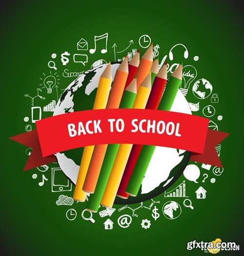 Back to school backgrounds and banners illustrations2, 25xEPS