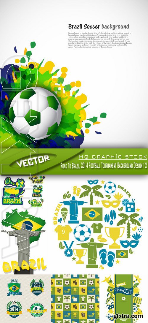 Stock Vector - Road To Brazil 2014 Football Tournament Background Design 12