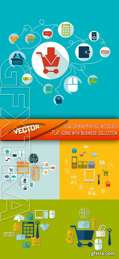 Stock Vector - Flat icons with business collection