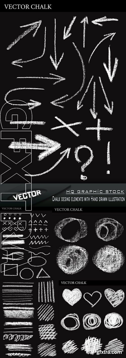 Stock Vector - Chalk desing elements with Hand drawn illustration