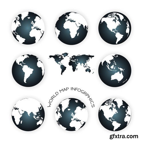 Stock Vectors - Planet Earth, World 2, 25xEPS