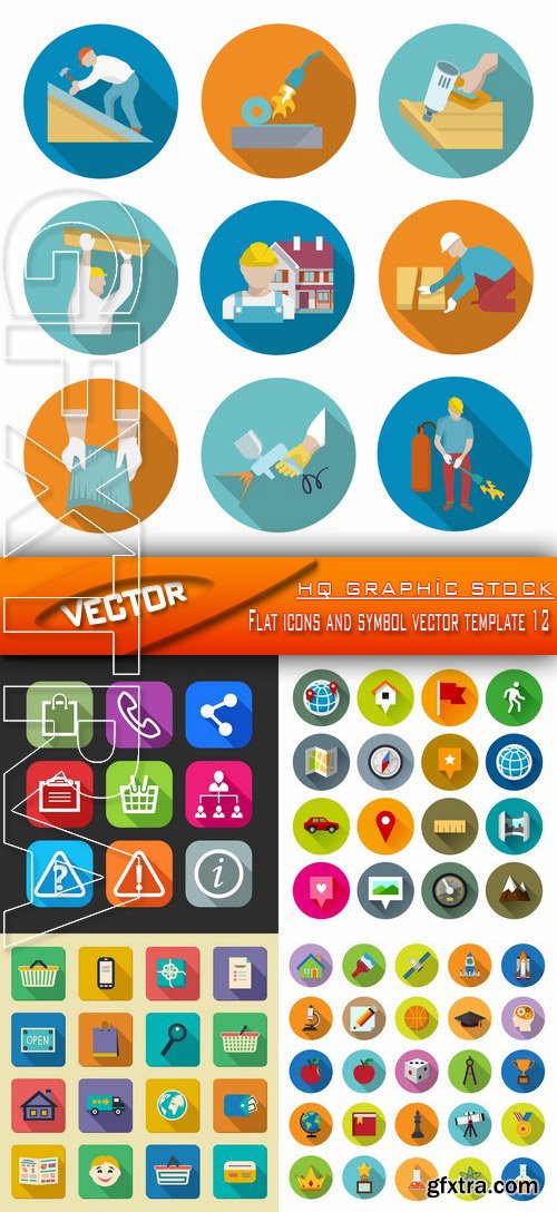 Stock Vector - Flat icons and symbol vector template 12