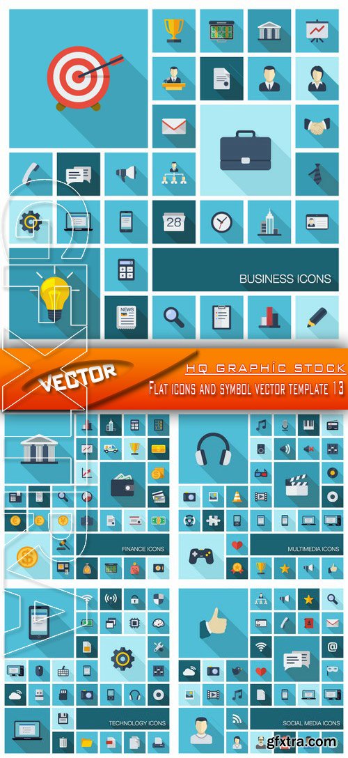 Stock Vector - Flat icons and symbol vector template 13