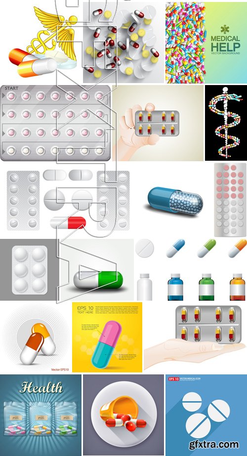 Stock Vectors - Pills, Tablet, medicine 2, 25xEPS