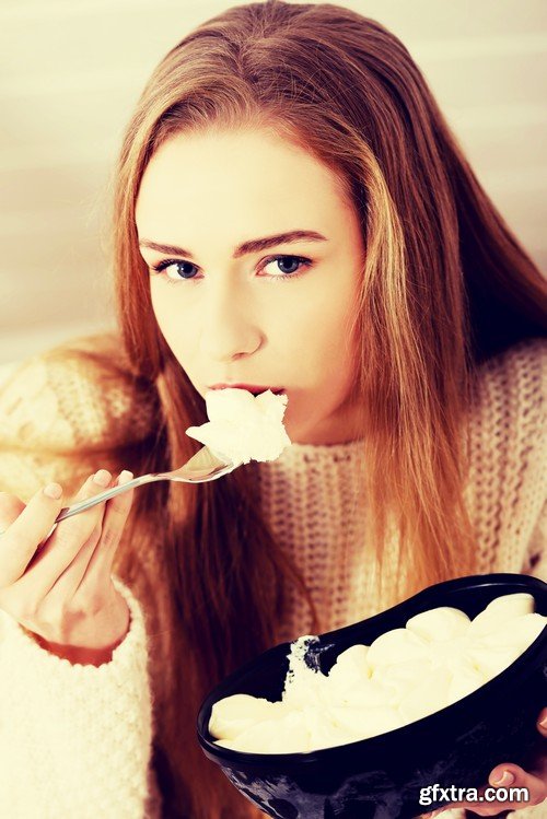 Stock Photos - Beautiful girl with ice cream, 25xJPG