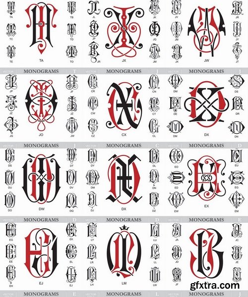 Abstract Monogram in vector set by stock 2 18xEPS