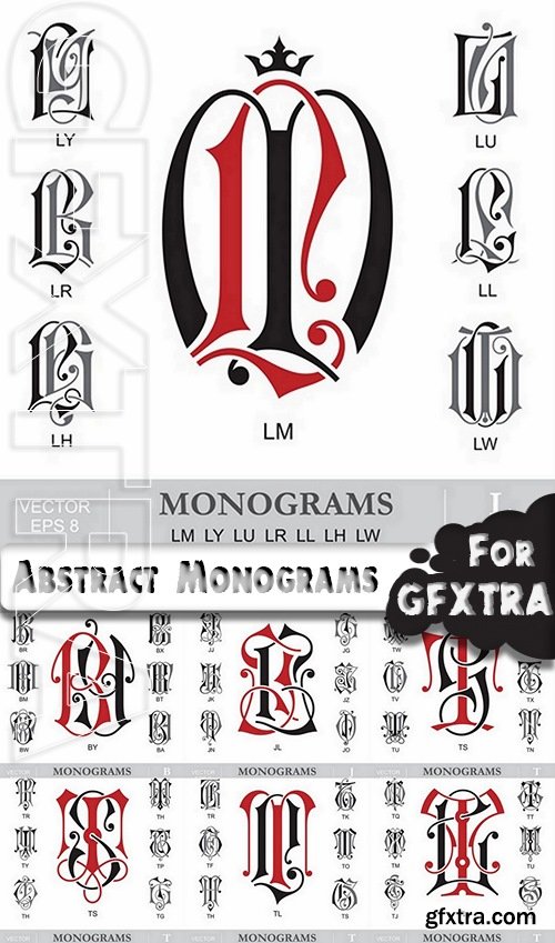 Abstract Monogram in vector set by stock 2 18xEPS