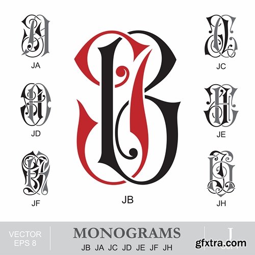 Abstract Monogram in vector set by stock 2 18xEPS