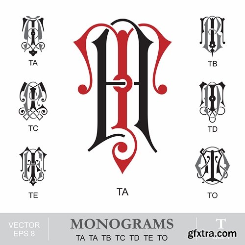 Abstract Monogram in vector set by stock 2 18xEPS