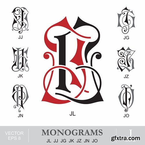 Abstract Monogram in vector set by stock 2 18xEPS