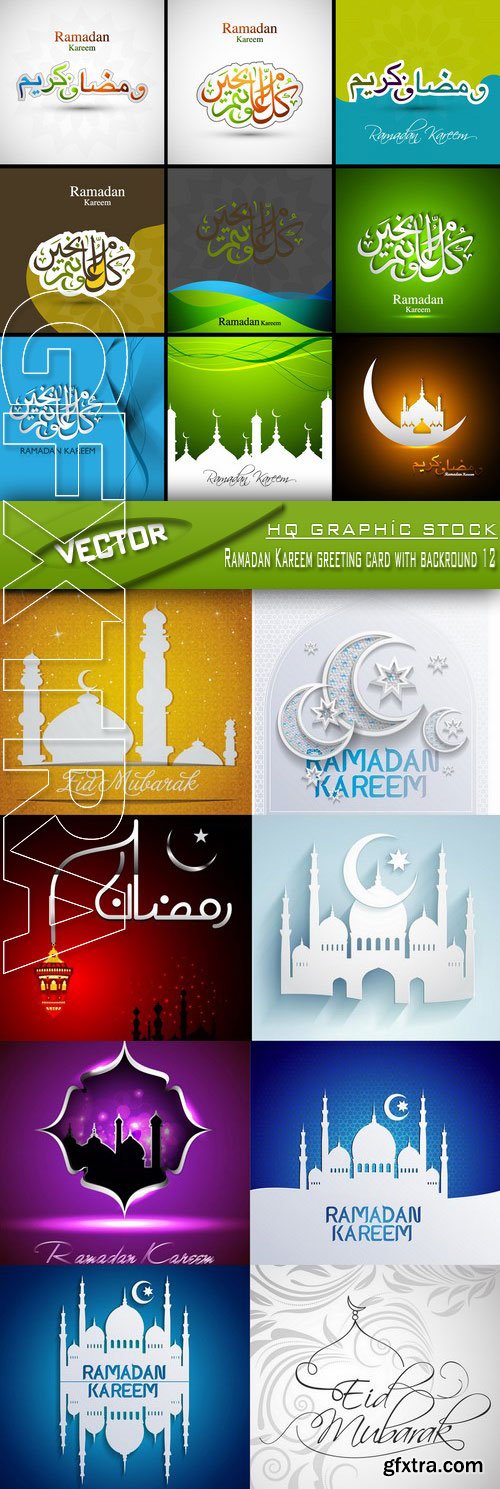 Stock Vector - Ramadan Kareem greeting card with backround 12