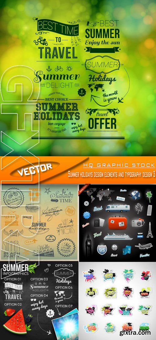 Stock Vector - Summer holidays design elements and typography design 3