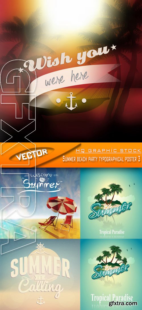 Stock Vector - Summer beach party typographical poster 3