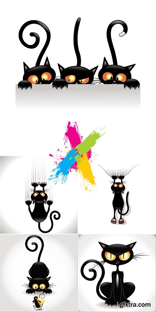 Cartoon Black Cat Vector